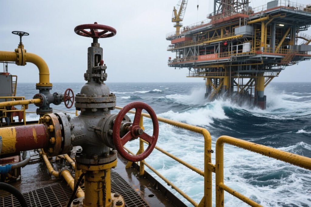 Offshore-drilling-platform-in rough-seas